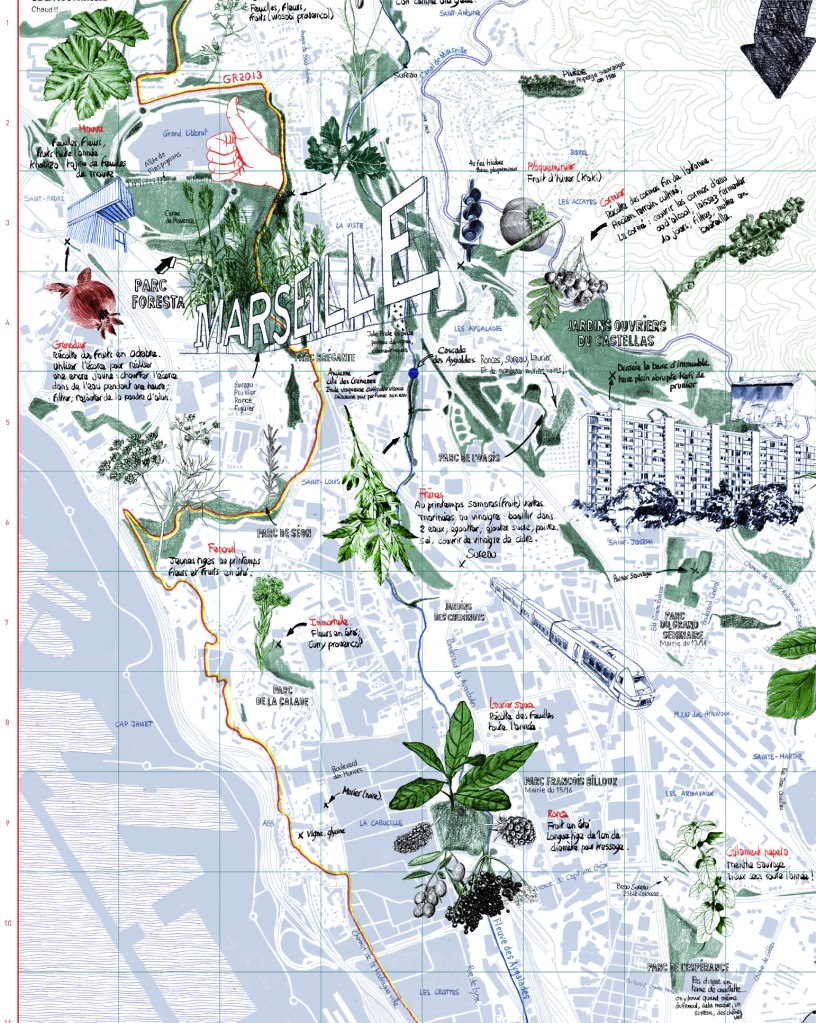 Extrait de la "carte de cueillette du Mucem aux quartiers nord" 2020
